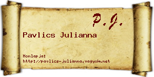 Pavlics Julianna névjegykártya